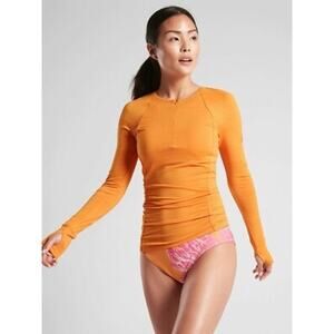 Athleta Stellar Long Sleeve Half Zip Pullover Top Orange - Size S